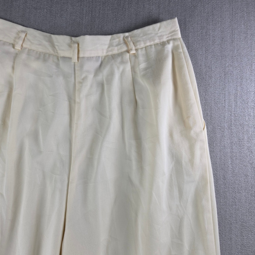 Worthington Pleated Trousers Women 16 Tall Cream Vintage High Waist Tapered Leg - Picture 14 of 16